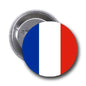 France flag pinback button, round 1.25-inch, blue white and red vertical stripes