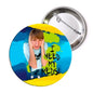 2.25-inch round pinback button with colorful character and text 'NEED MY MEDS!'