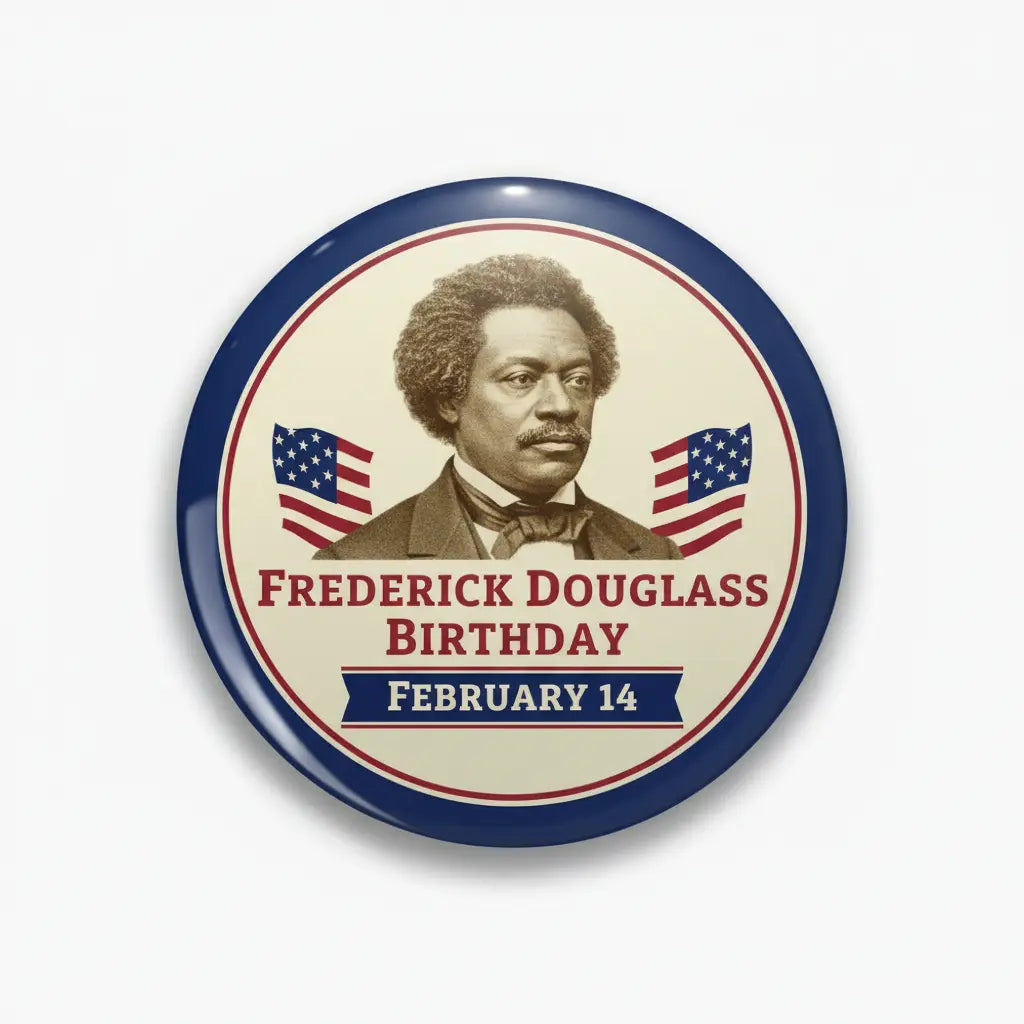 Frederick Douglass Birthday (February 14) Pin Button 2.25-inch - mypinbacks.com