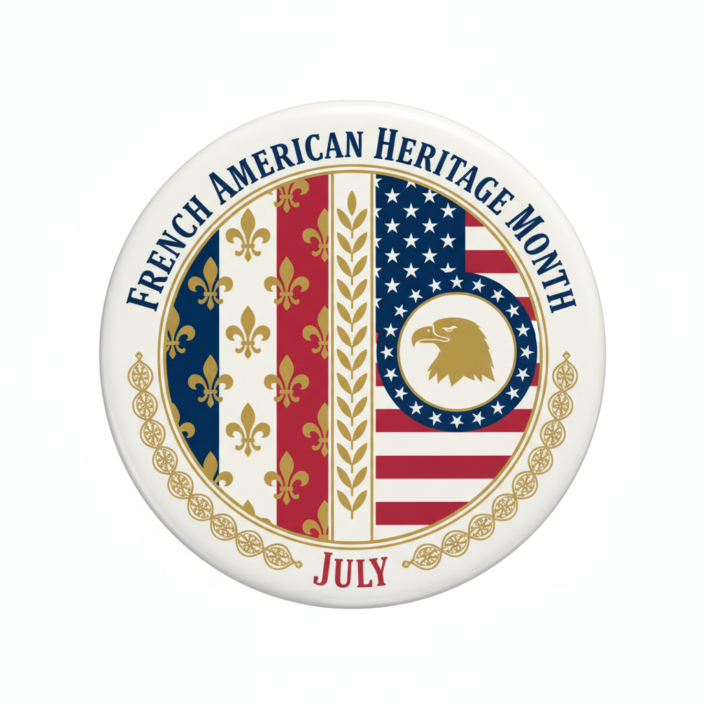 French American Heritage Month (July) Pinback 2.25-inch