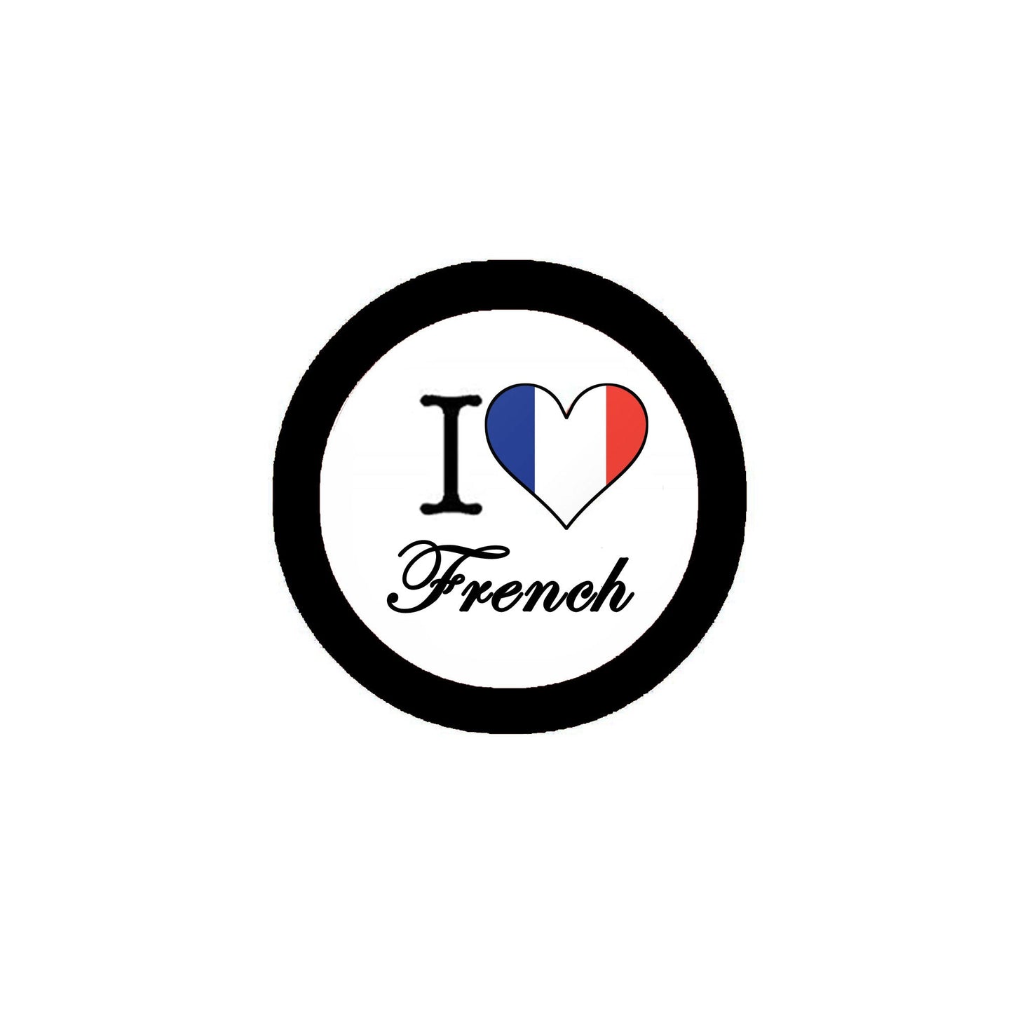 I Love French Flag Pinback 1.25"