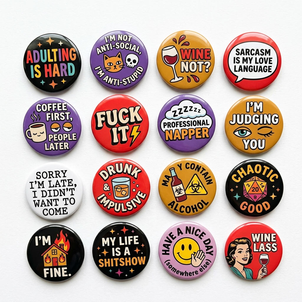 Funny for Adults Only Pin Button 1.25-inch 32 Pcs