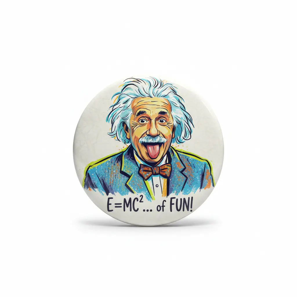 Funny Albert Einstein Button Pinback 2.25-inch