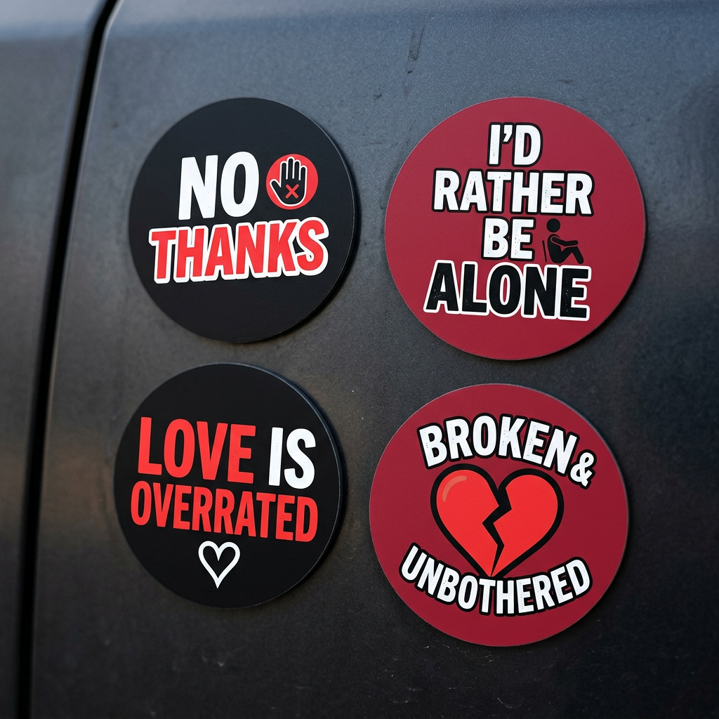 Funny Car Magnets Anti-Valentine's Collection 2.25-inch 4 Pcs