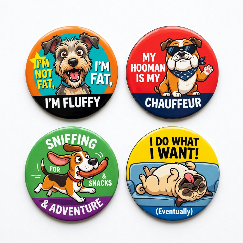 Funny Car Magnets Dogs Collection 2.25-inch 4 Pcs