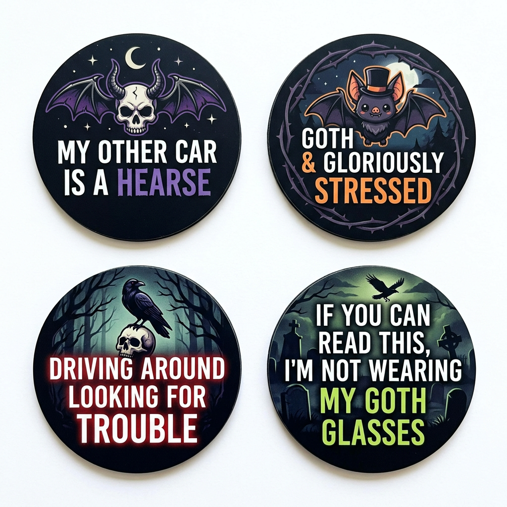 Funny Car Magnets Gothic Collection 2.25-inch 4 Pcs