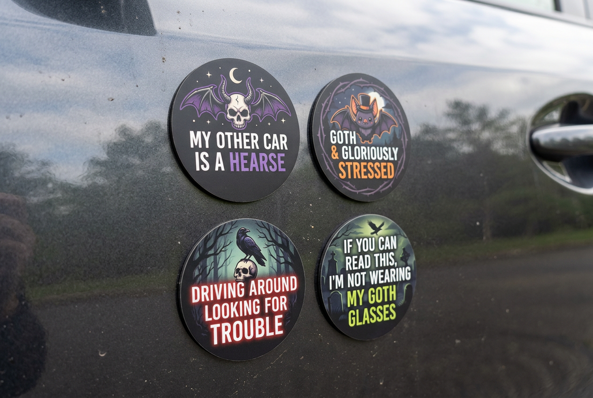 Funny Car Magnets Gothic Collection 2.25-inch 4 Pcs