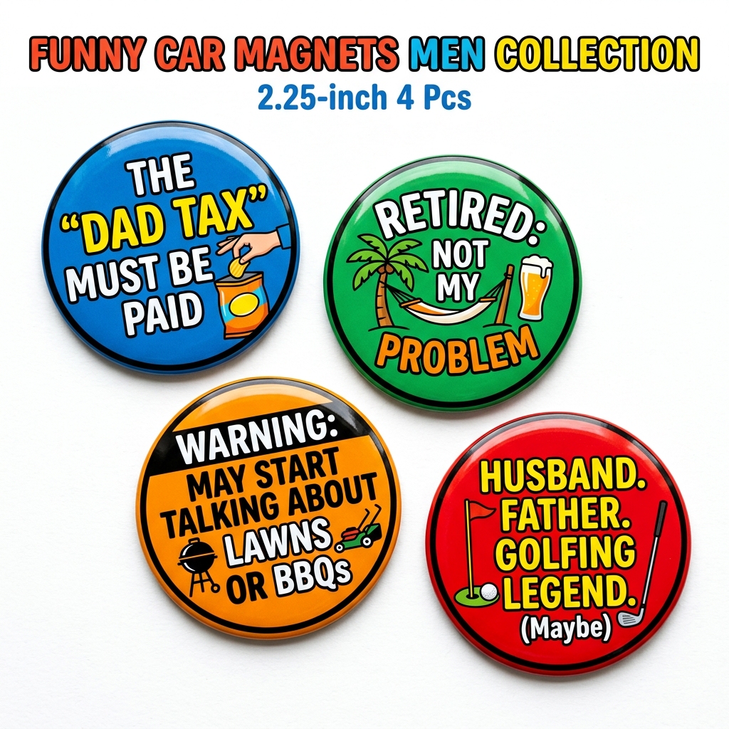 Funny Car Magnets Men Collection 2.25-inch 4 Pcs