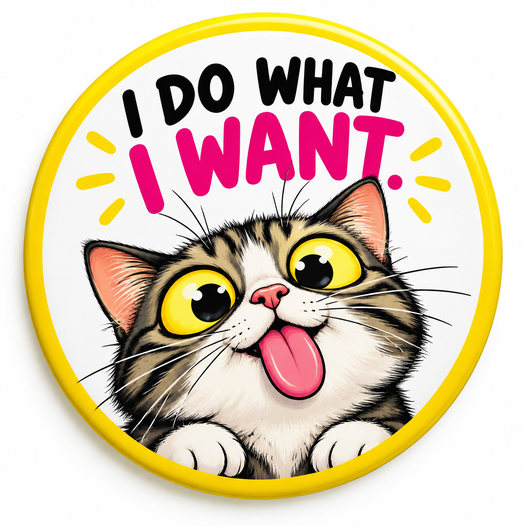 Funny Cat Humor Pin Button 2.25-inch
