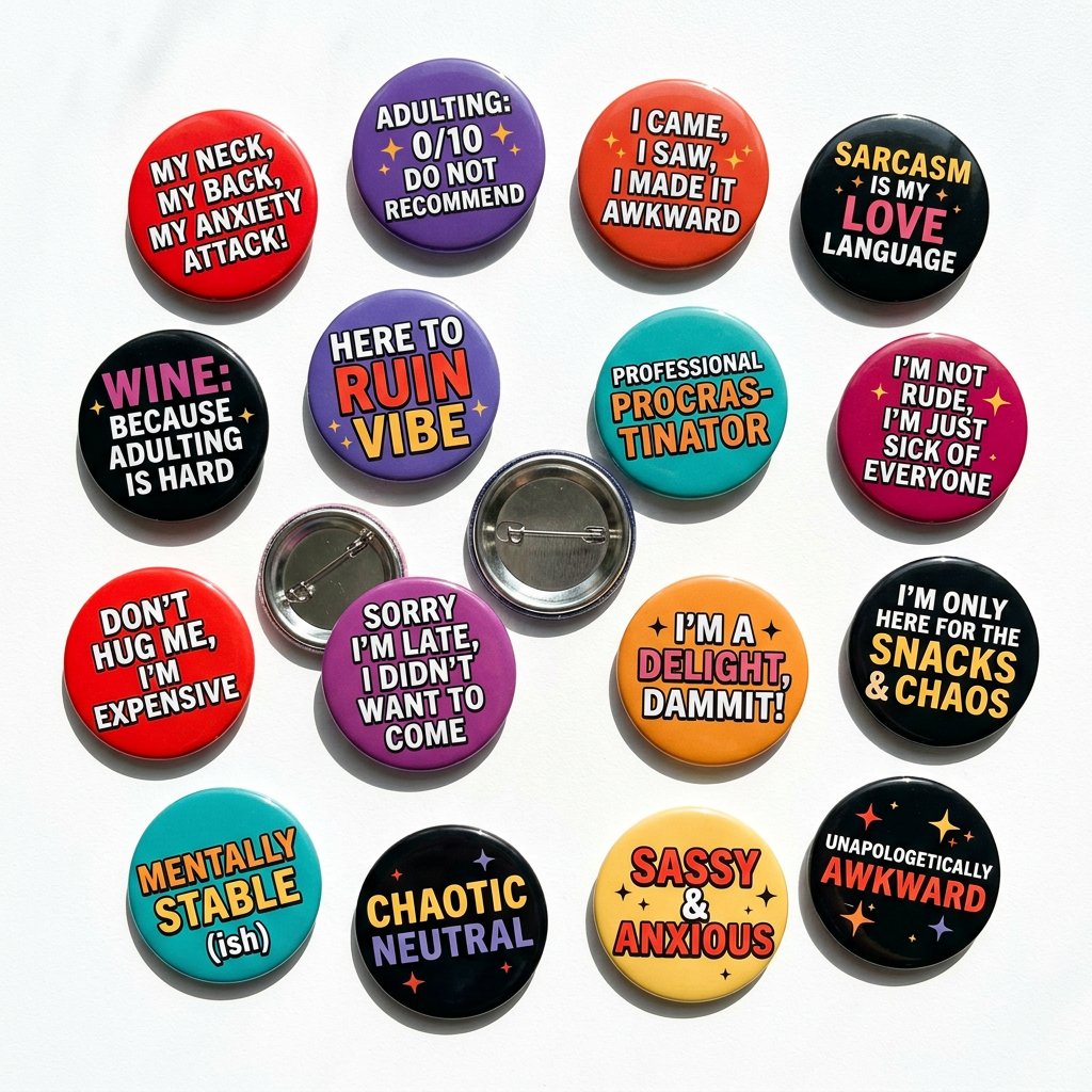 Funny for Adults Only Pin Button 1.25-inch 16 Pcs