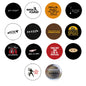 Set of 13 round ninja-themed pinback buttons, 1.25-inch, with various graphic designs