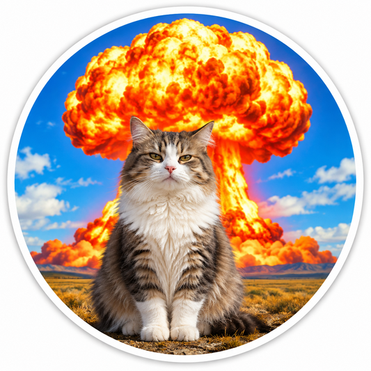 Funny Nuclear Explosion Cat Meme Pin Button 2.25-inch