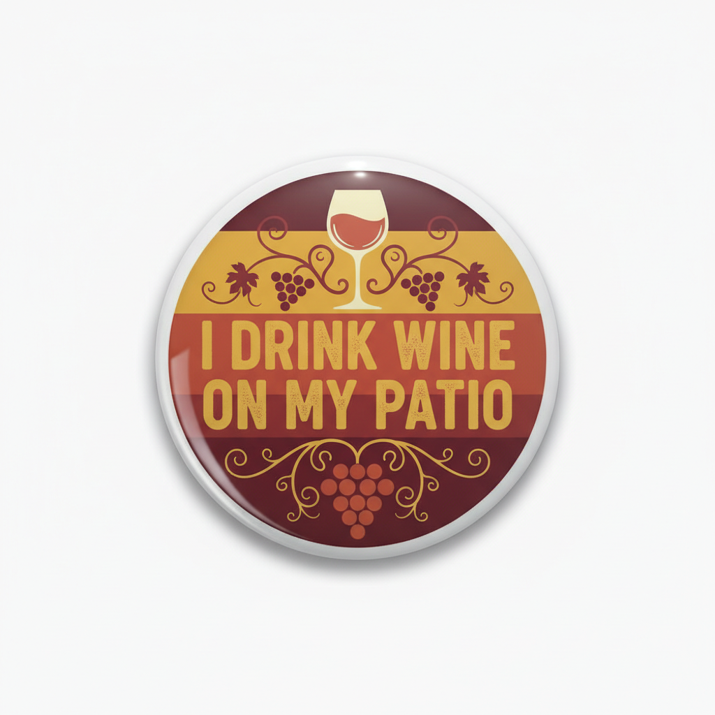 Funny Wine Quote I drink wine on my patio Pinback 2.25-inch