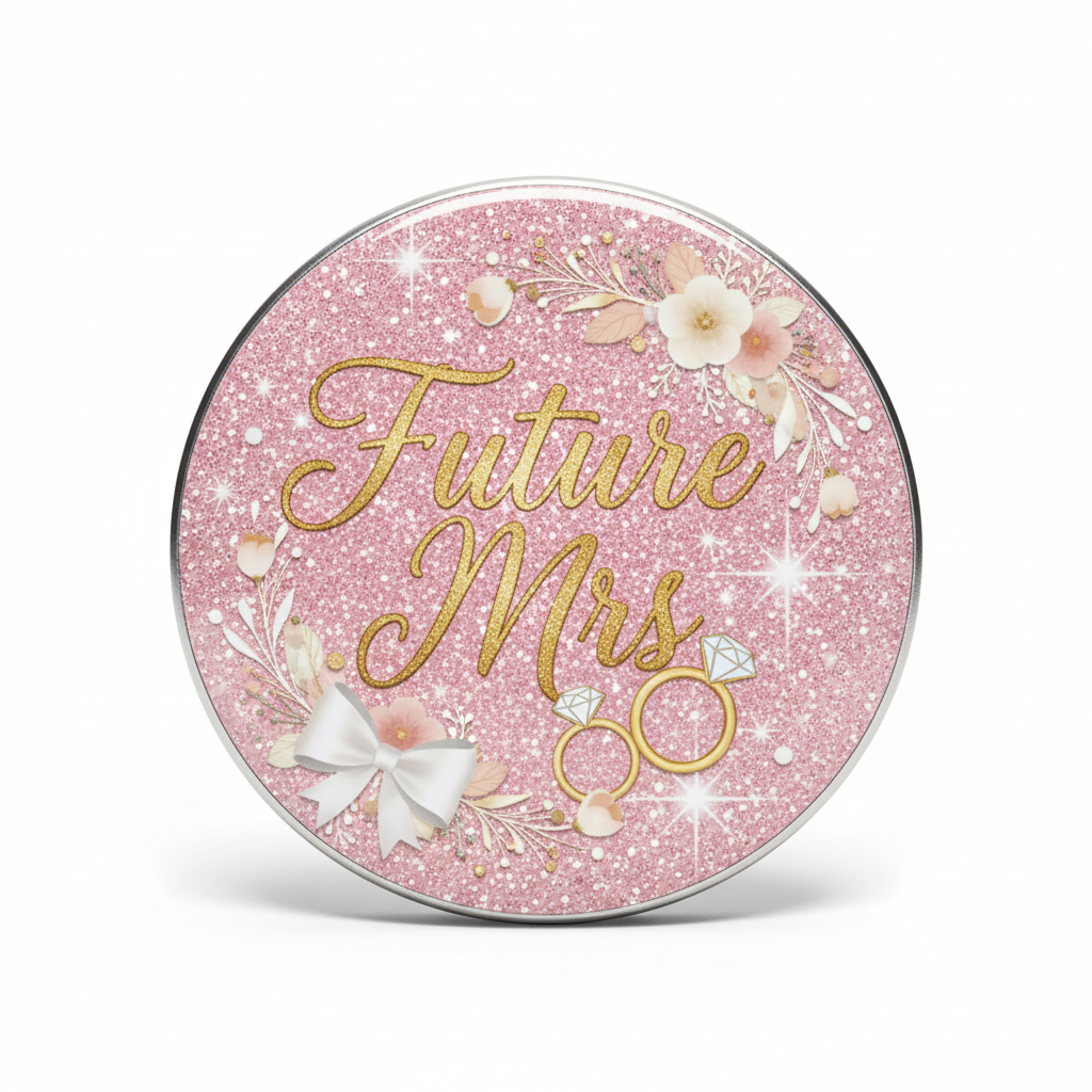 Future Mrs Bridal Shower Pink Glitter Pinback 2.25-inch