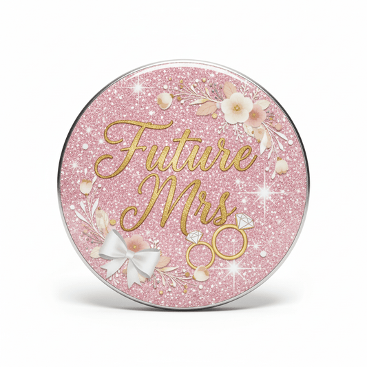 Future Mrs Bridal Shower Pink Glitter Pinback 2.25-inch - My Pinbacks