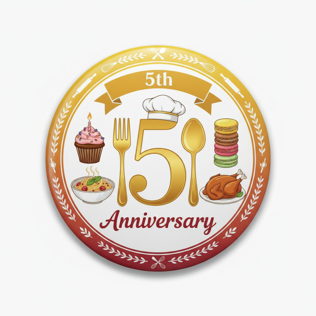 G5 5th anniversary foodie Pinback 2.25-inch