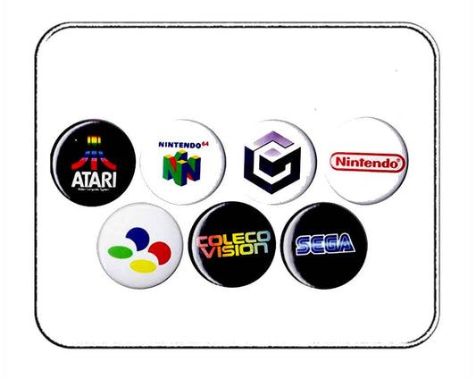 7 Pcs Vintage Gaming Systems Pinback 1.25"