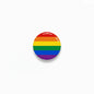 Rainbow pride badge reel top, round flag window with striped design