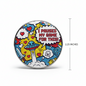 2.25-inch round pinback button with gamer quote, hearts, stars, and clouds