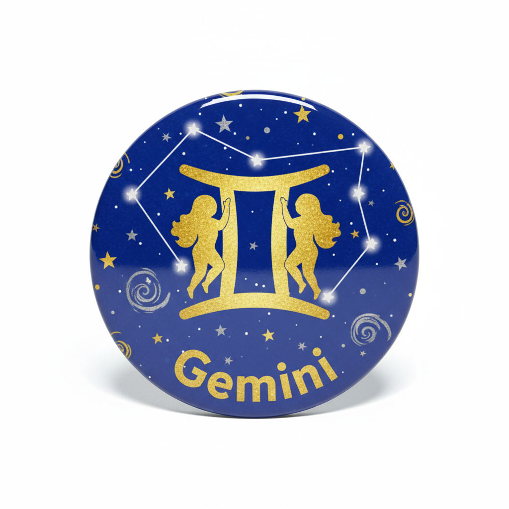 Gemini Zodiac Sign Button Pinback 2.25-inch
