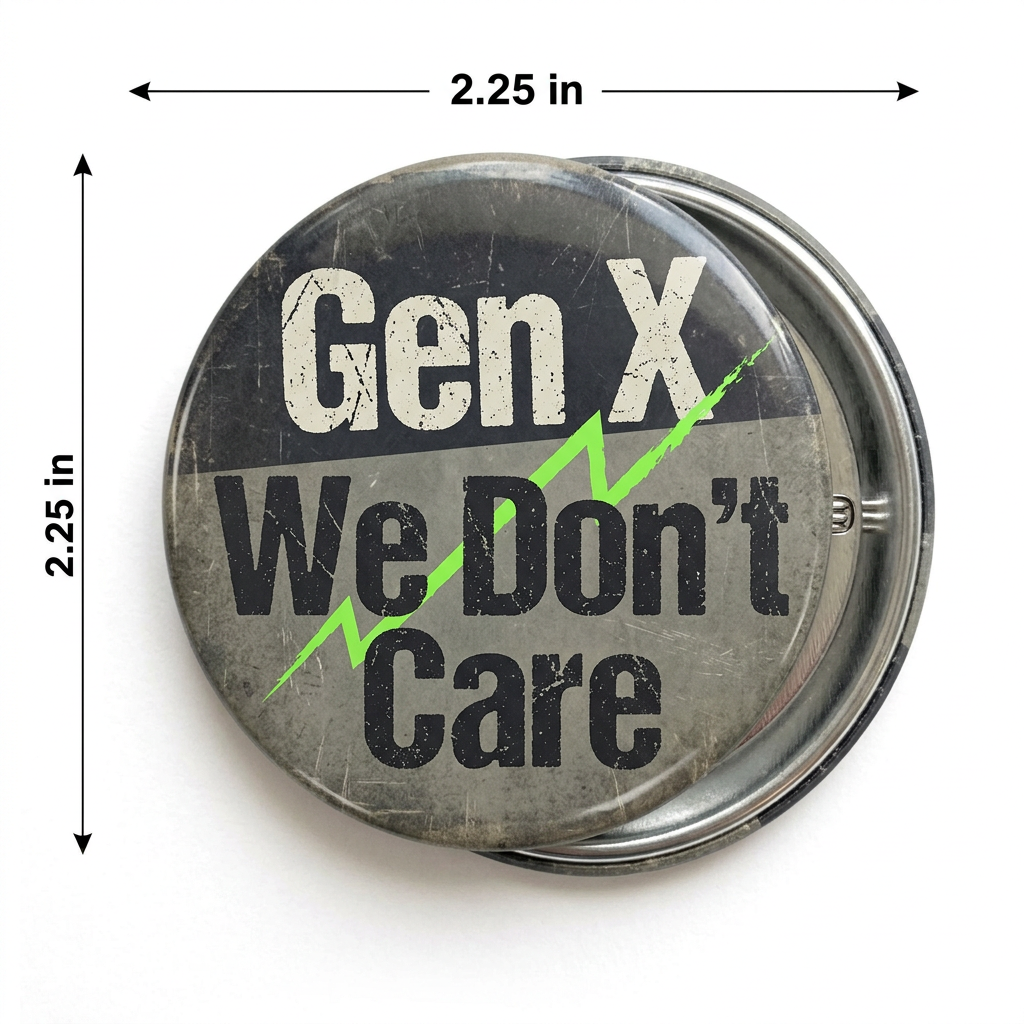 Gen X We Don't Care Pin Button 2.25-inch