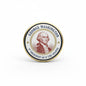 George Washington president pinback button, round gold-tone with blue enamel and portrait