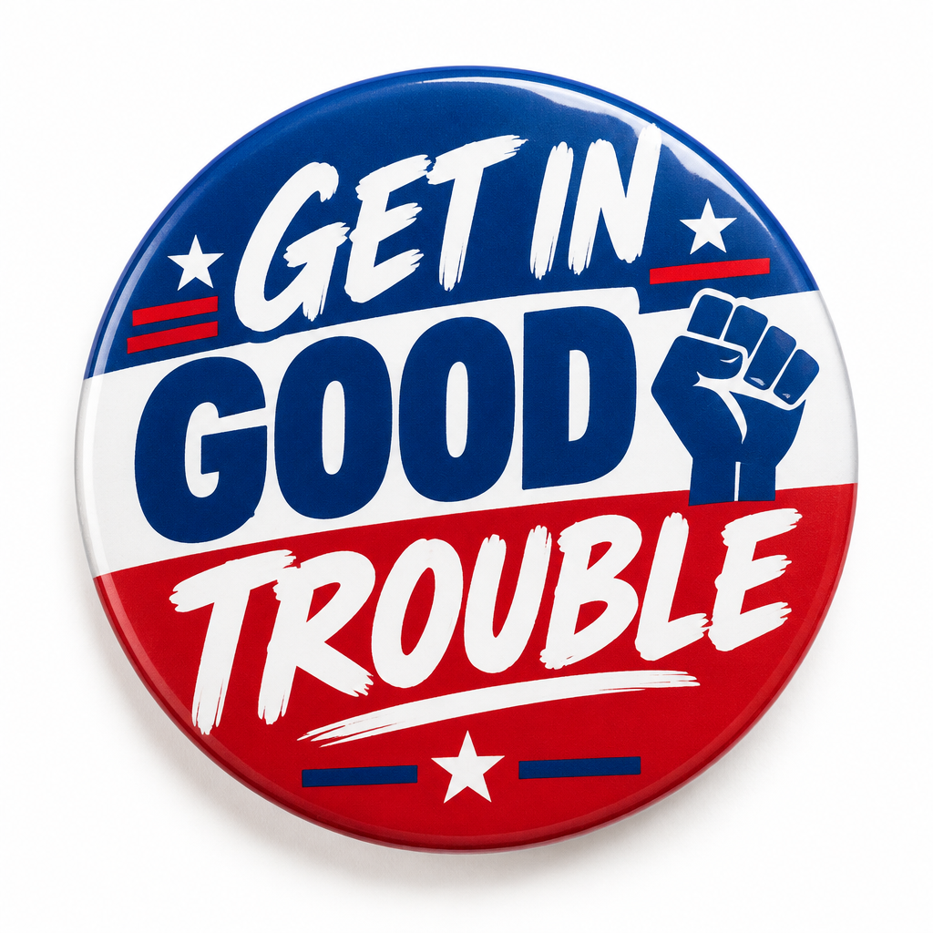 Get in Good Trouble Political Gift Pin Button 2.25-inch