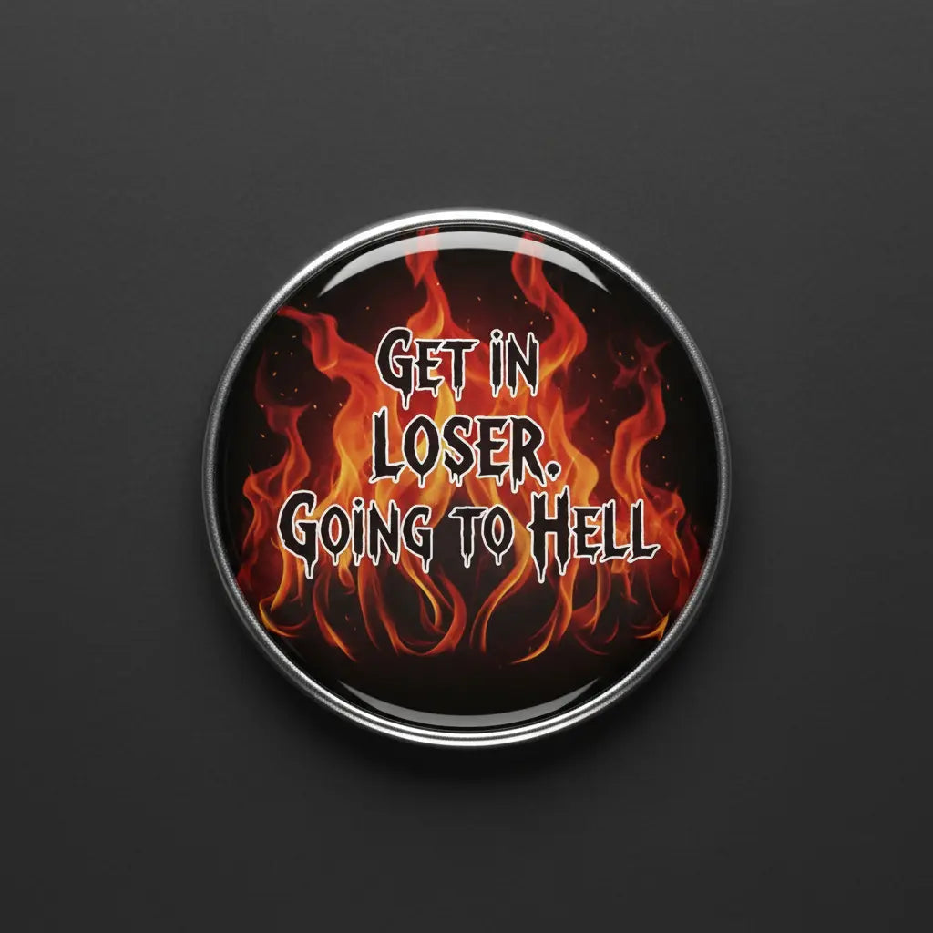 Get in loser. Going to Hell Pinback 2.25-inch