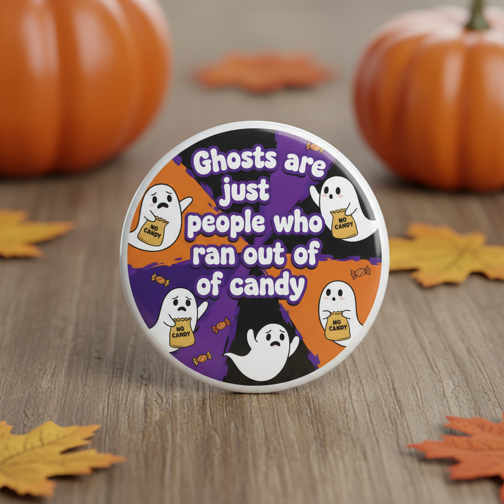 Ghosts are just people who ran out of candy Halloween Pinback 2.25-inch
