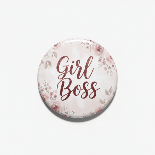 Girly blush typography script girl boss Pinback 2.25-inch - My Pinbacks