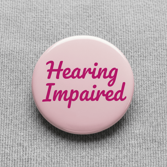 Girly Pink Glitter Script Hearing Impaired Pinback 2.25-inch - My Pinbacks