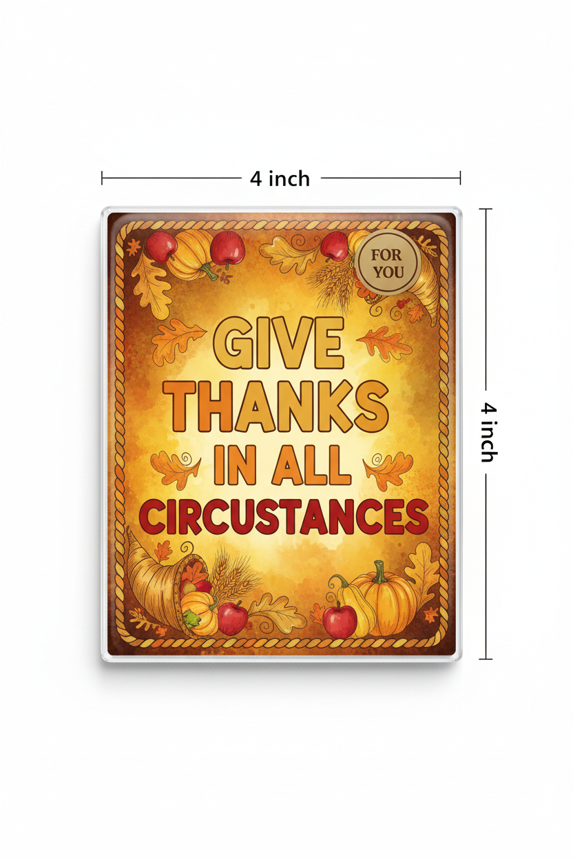 Give thanks in all circumstances Acrylic Fridge Magnetic 3-inch x 4-inch