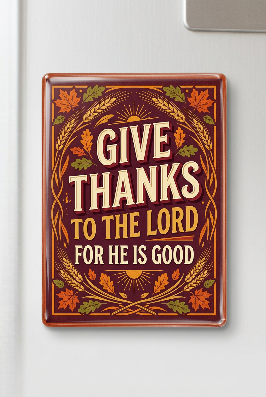 Give thanks to the Lord for he is good Acrylic Fridge Magnetic 3-inch x 4-inch