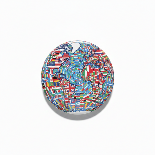 Globe of World Flags Pinback 2.25-inch