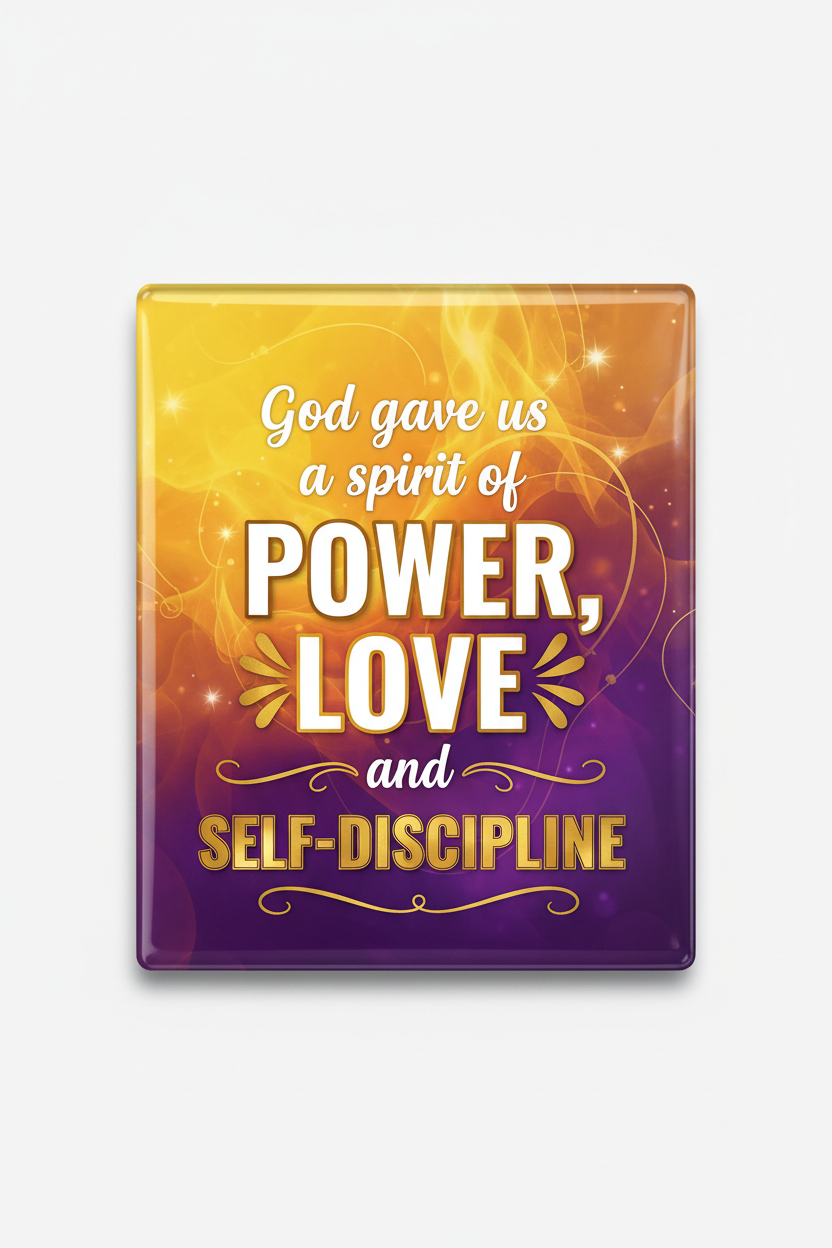 God gave us a spirit of power love and self discipline Acrylic Fridge Magnetic 3-inch x 4-inch