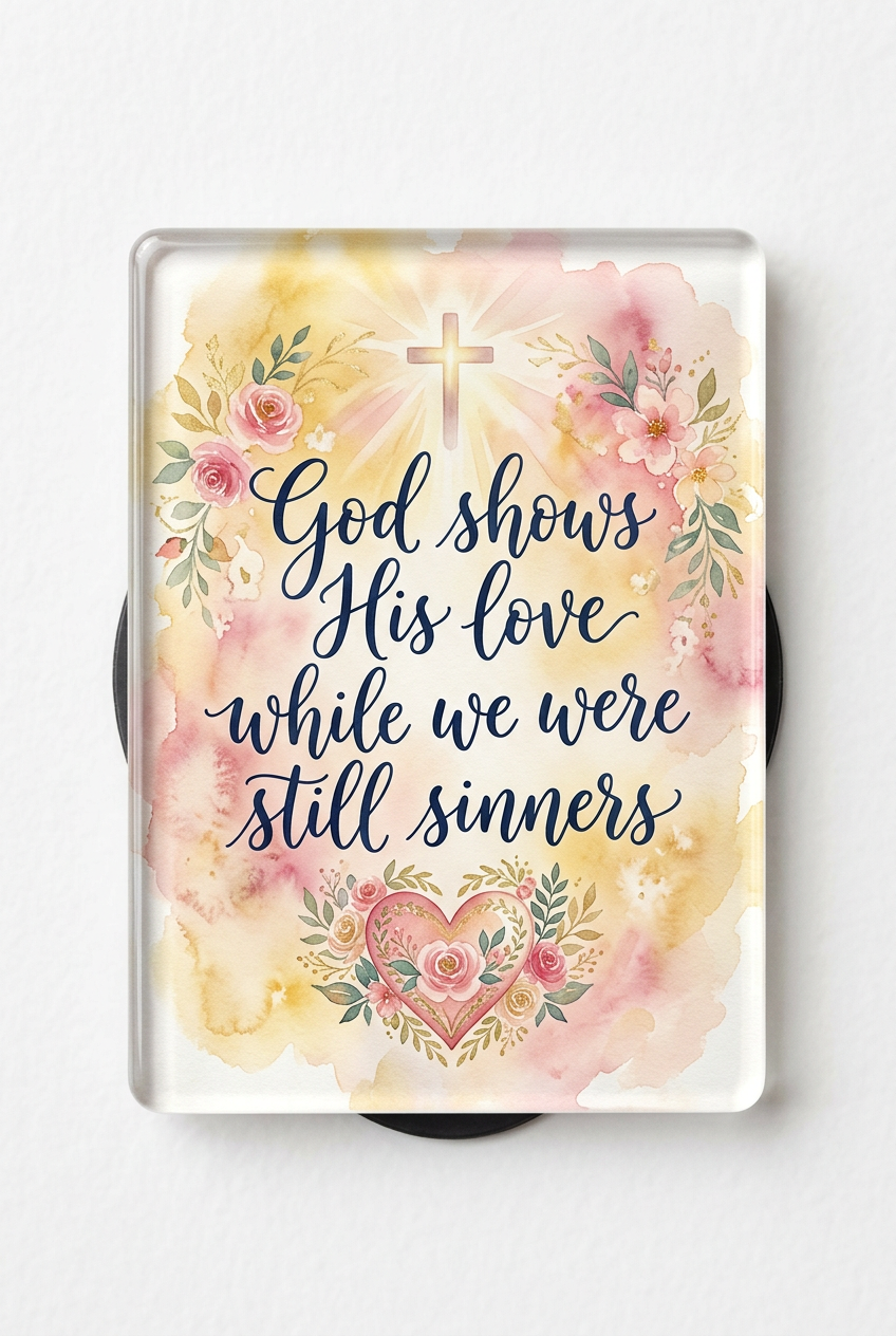 God shows his love while we were still sinners Acrylic Fridge Magnetic 3-inch x 4-inch