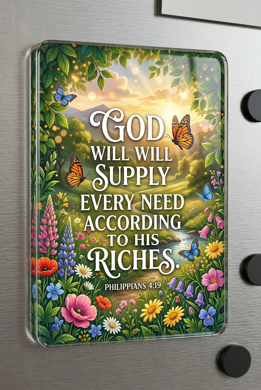 God will supply every need according to his riches Acrylic Fridge Magnetic 3-inch x 4-inch