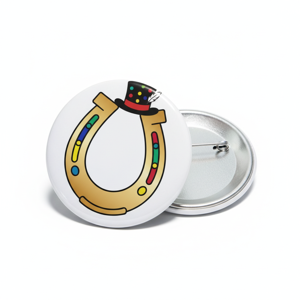 Gold Horseshoe Tiny Hat  Pinback 2.25-inch