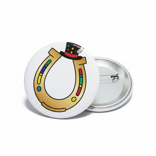Gold Horseshoe Tiny Hat Pin Button 2.25-inch