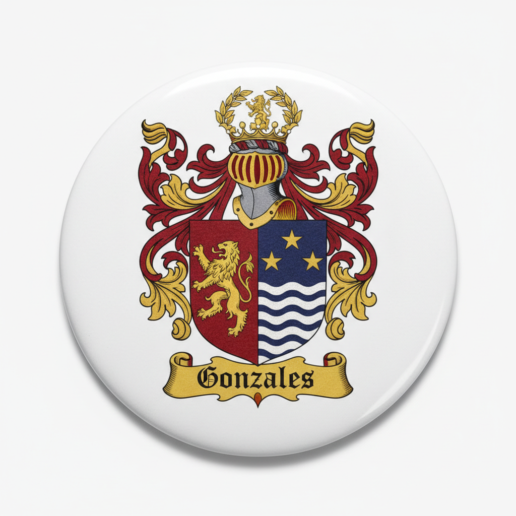 Gonzales Family Crest Coat of Arms Pinback 3-inch