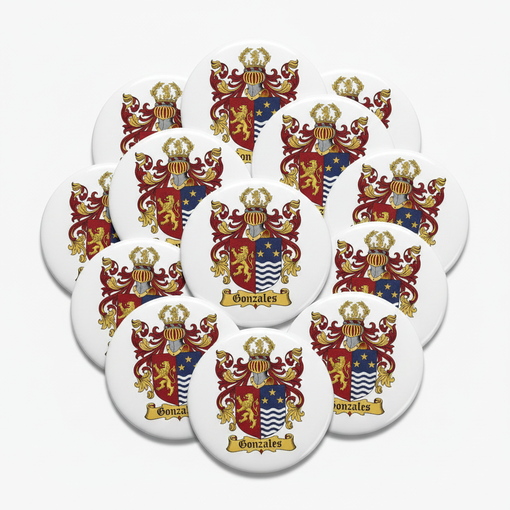 Gonzales Family Crest Coat of Arms Pinback 2.25-inch 10 Pcs