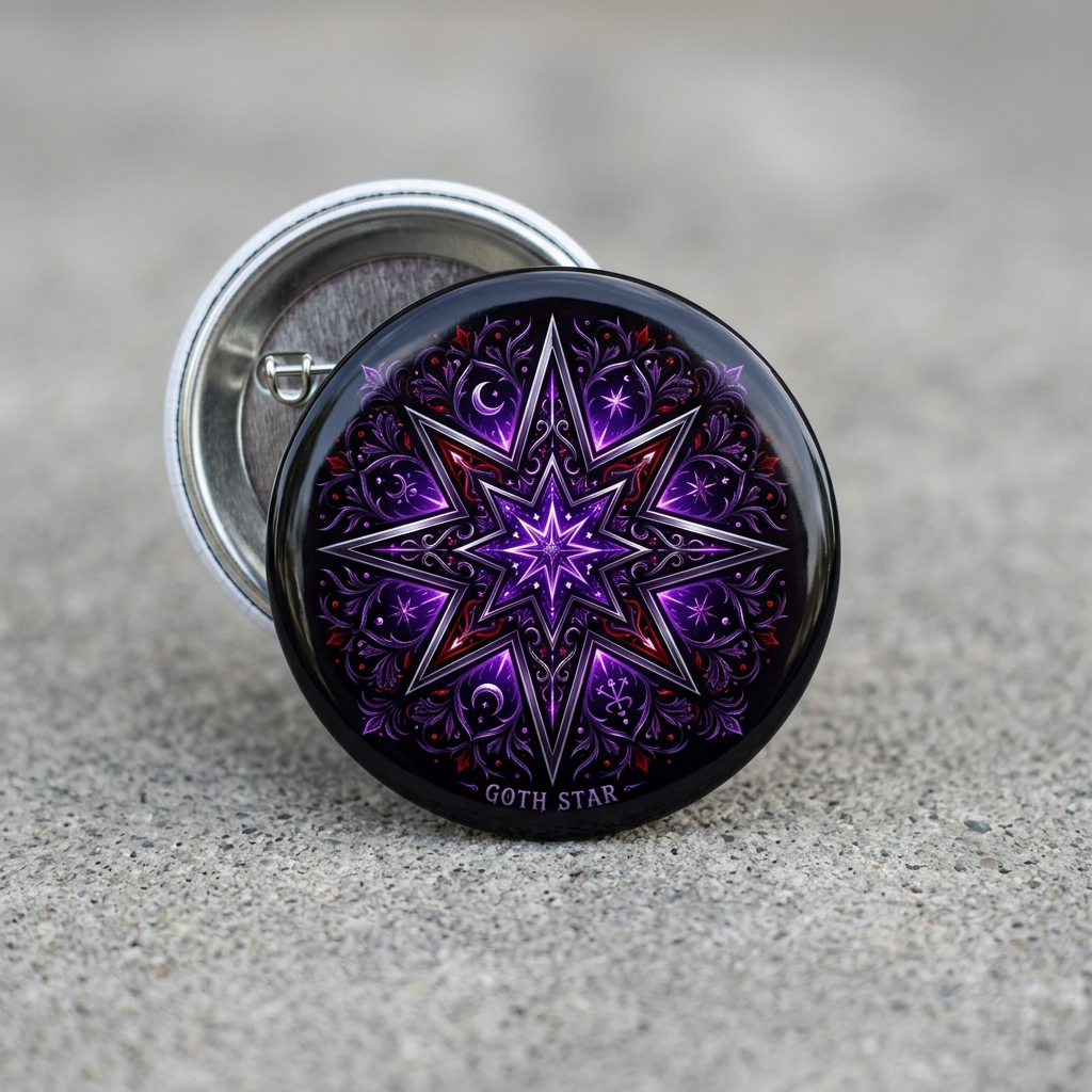 Goth Star Pin Button 2.25-inch