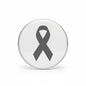 Gray ribbon awareness pinback: round metal badge with ribbon graphic