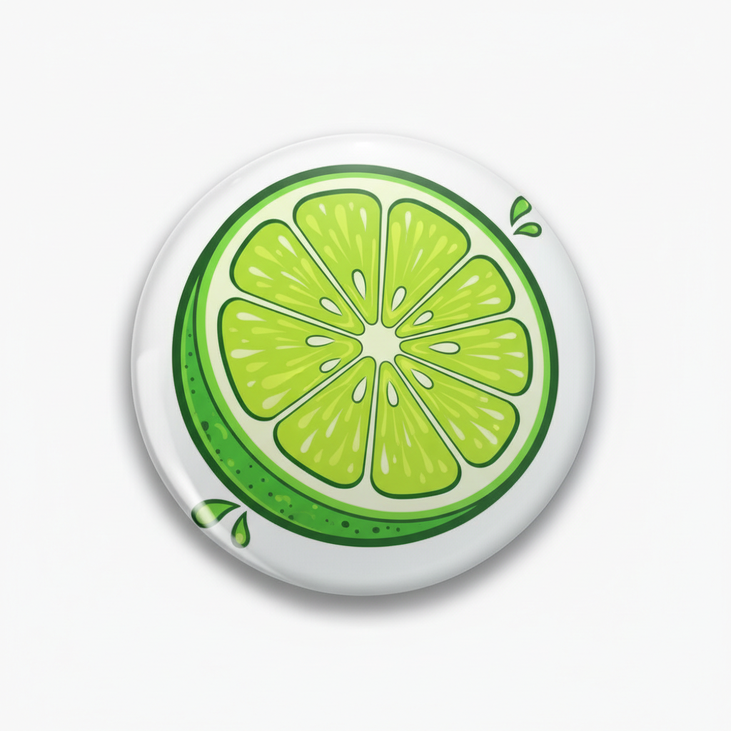 Green Lime Citrus Fruit Slice Pinback Pinback 2.25-inch