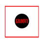 Groovy pinback button with black circle and red “GROOVY” text