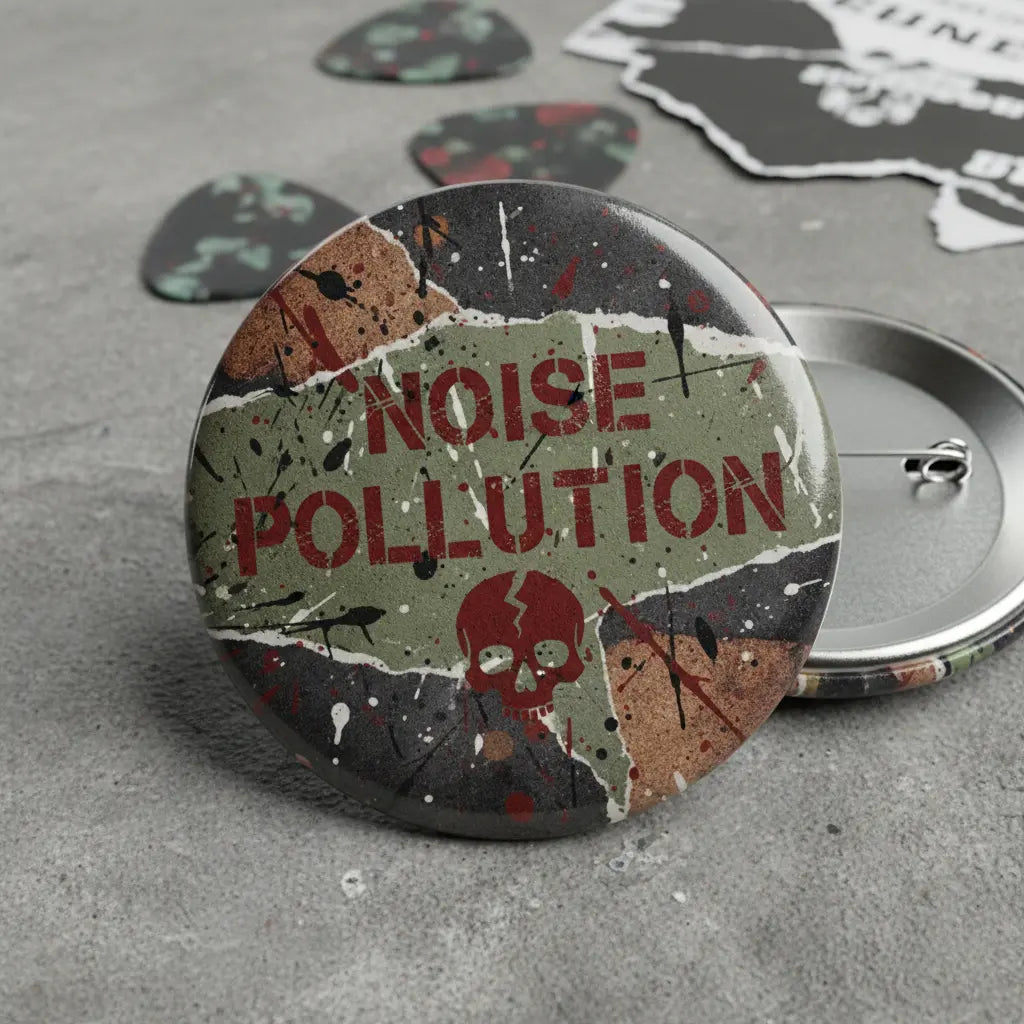 Grunge Noise Pollution Pin Button 2.25-inch - mypinbacks.com