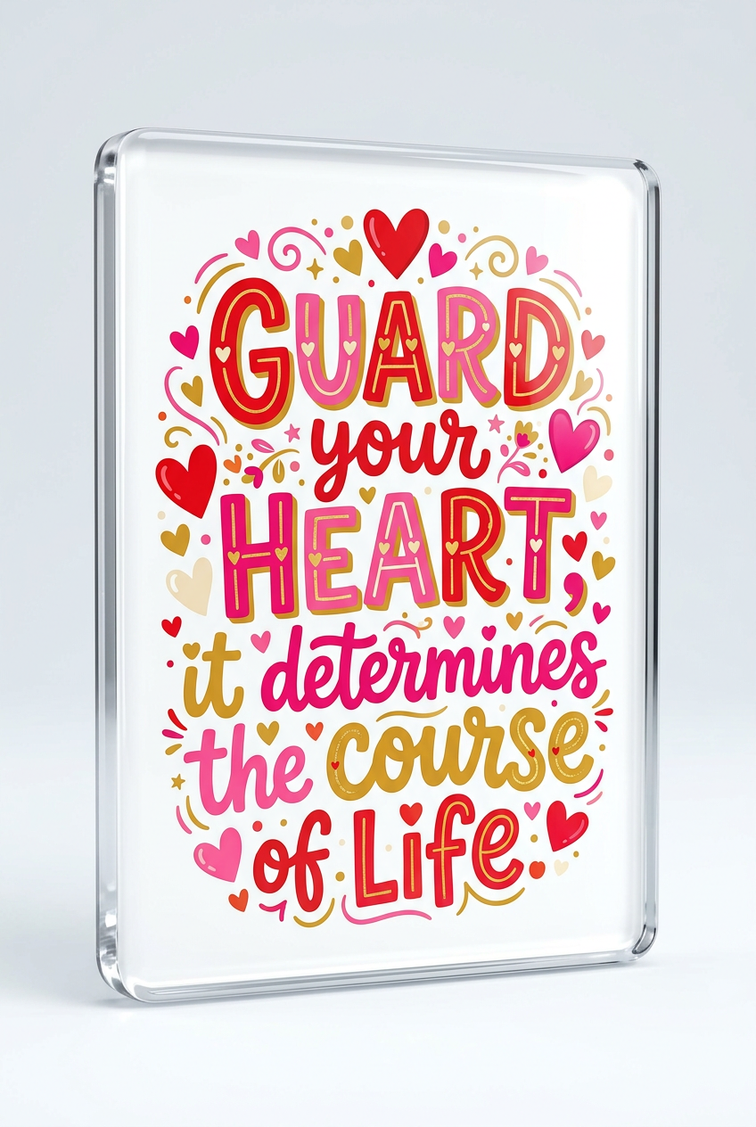 Guard your heart; it determines the course of life Acrylic Fridge Magnetic 3-inch x 4-inch