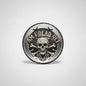 2.25-inch pinback button with skull graphic and 'Am I Dead Yet' text