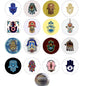 Hamsa hand amulet pinback set, assorted embroidered enamel pins
