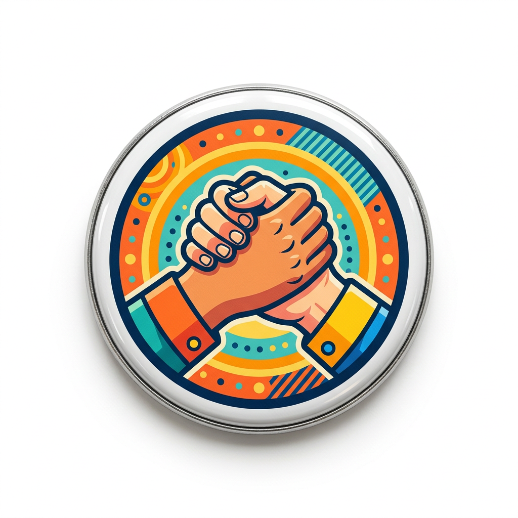 Hand in Hand Pin Button 2.25-inch